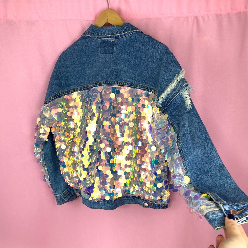 SEQUIN BACK DENIM JACKET